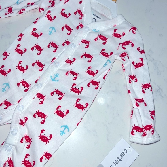 Carter's White and Red Crab Print Kids One Piece - Picture 4 of 10